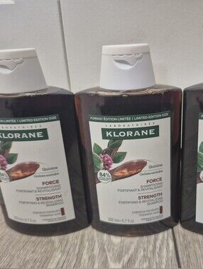 3x Klorane Strengthening Shampoo with Quinine and Edelweiss 200ml / 6.7 Fl. oz